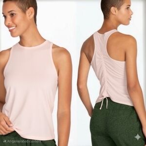 Calme By Johnny Was Womens Pink Ease Racerback Tank Active Top Tie Back Size XS